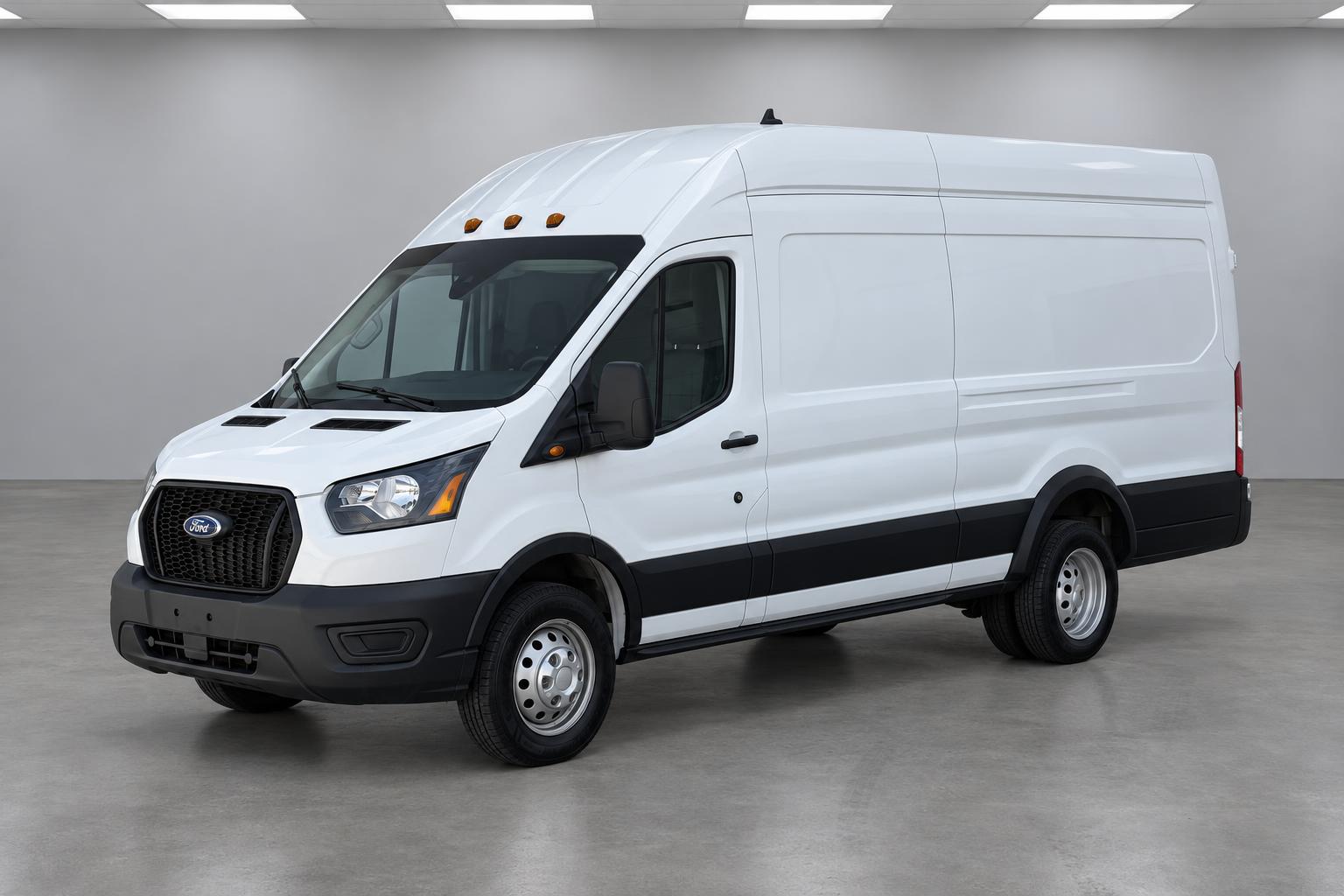 2023 Ford Transit 350 HD Cargo Van Extended Length High Roof DRW w/9,950-lb GVWR, front three-quarter